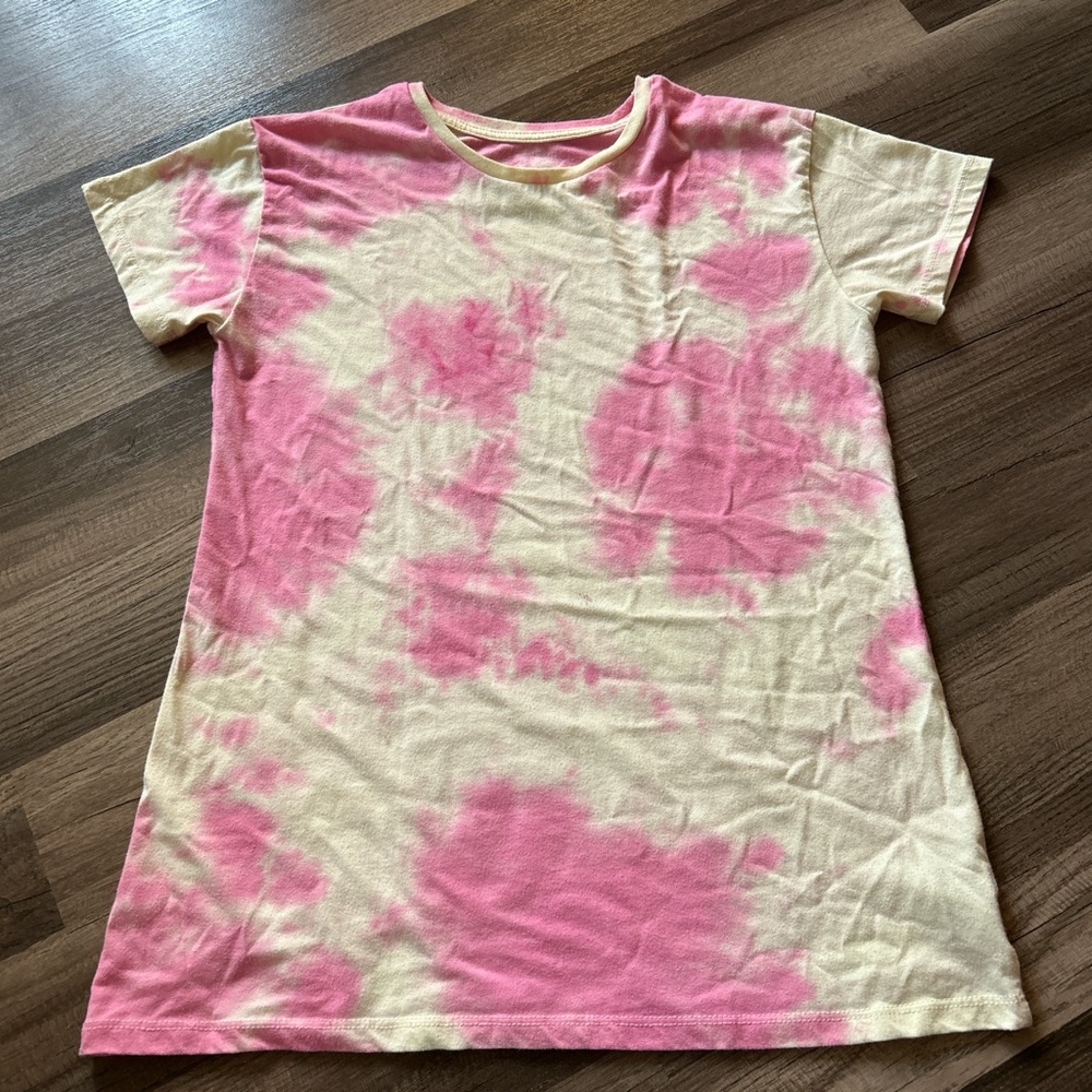 Pink and yellow tie dye tee shirt